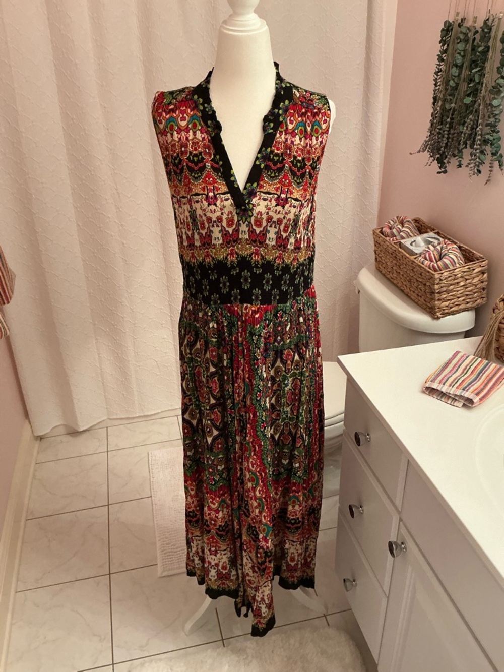 BILA Sleeveless Multicolor Bohemian Maxi Dress - Floral Print